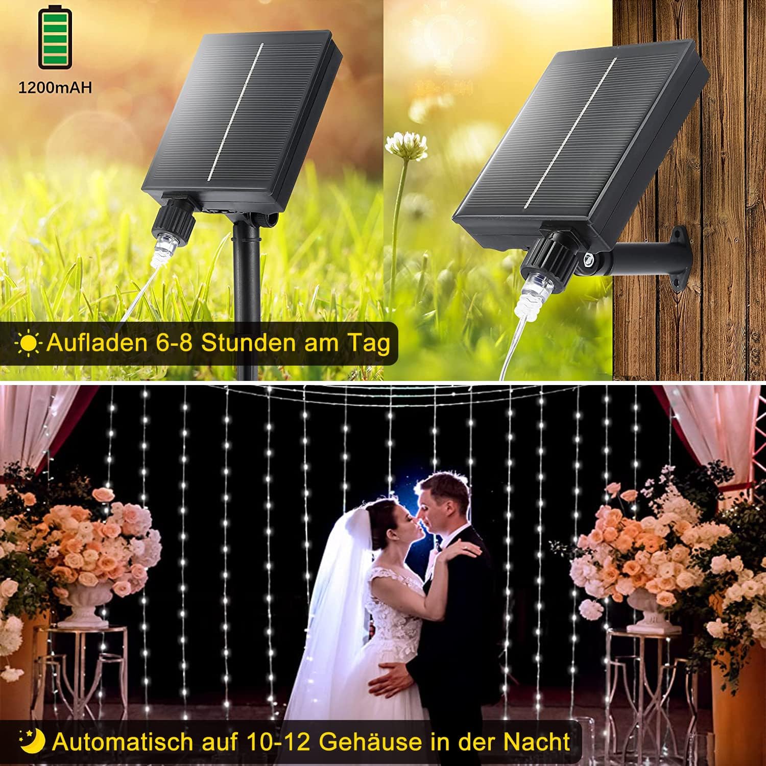 Detalle 2 de Redefun Catena luminosa solare 300 LED 3x3 m