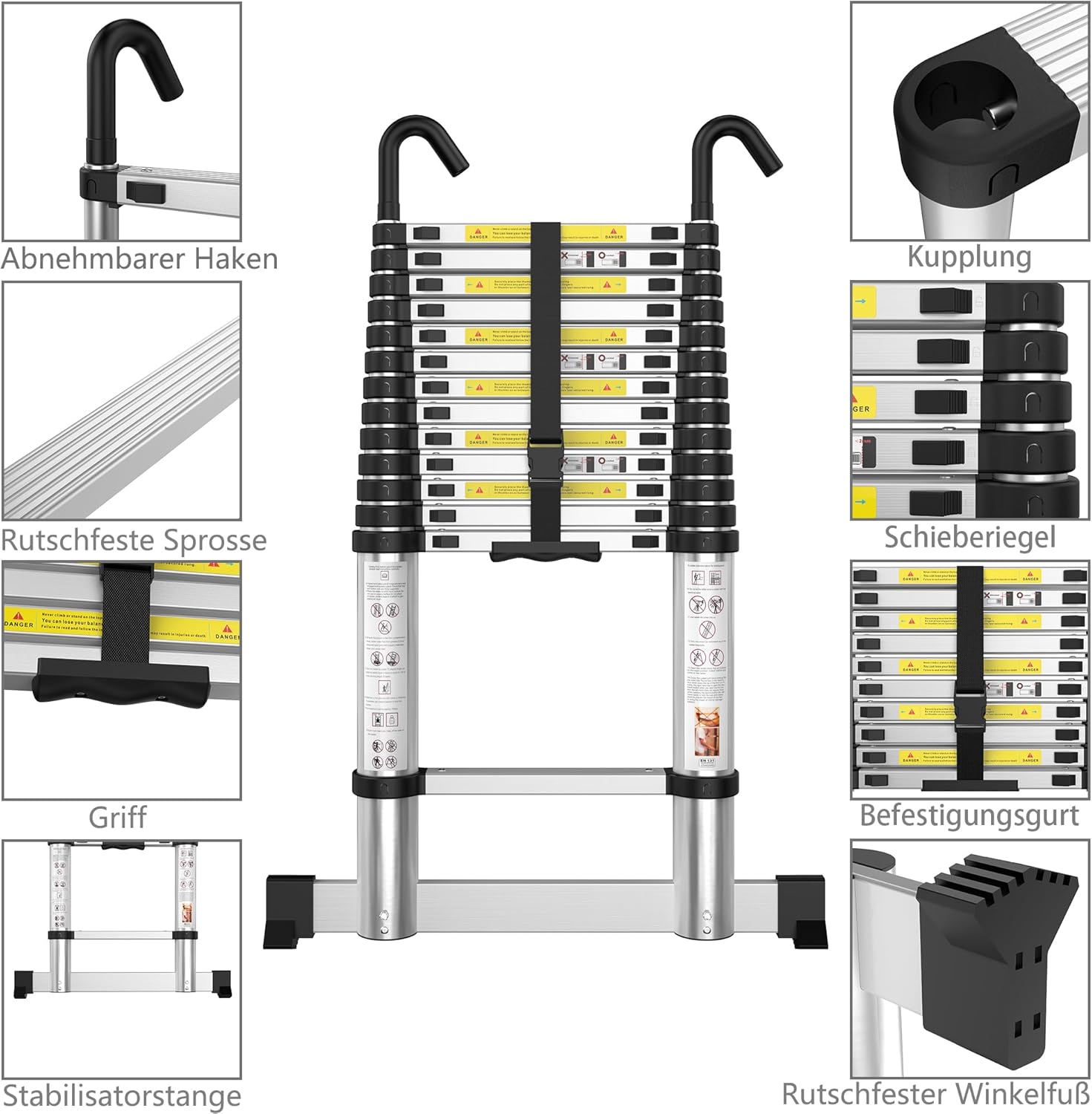 Thumbnail 1 de gymount Teleskopleiter 3,8 m – Mehrzweckleiter, 150 kg Belastung 🪜