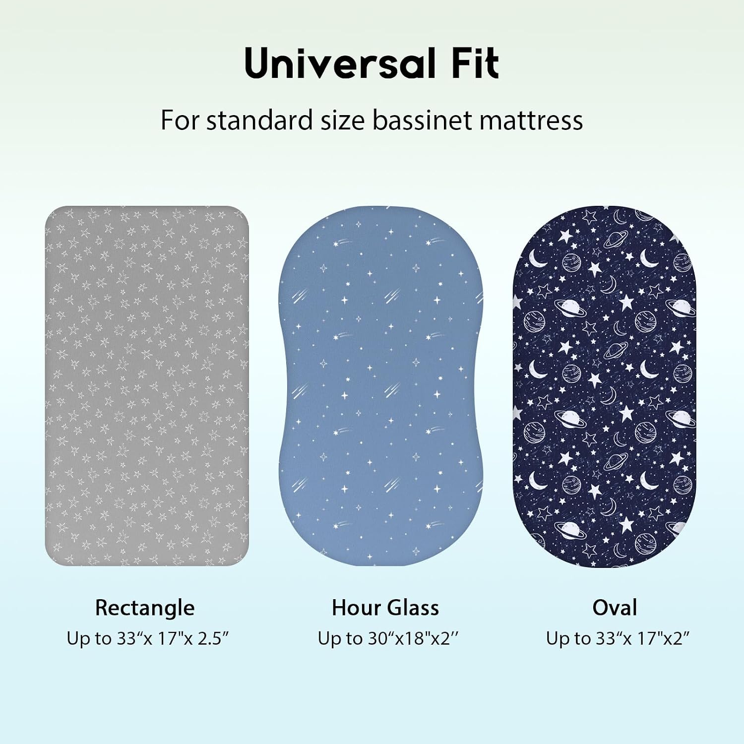 Detalle de Unnivoll Moses Basket Sheets 3 Pack – Newborn Pram Sheet Fitted for Baby Bassinet (Dark Blue Planet)