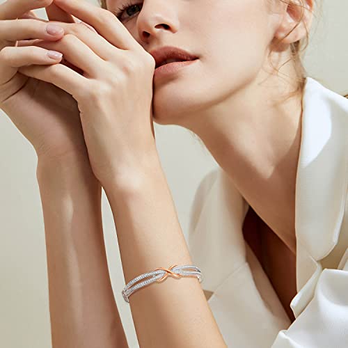 Detalle de Angelady Infinity Bracelet for Women – Rose Gold Plated 14K, Austria Crystal Detail