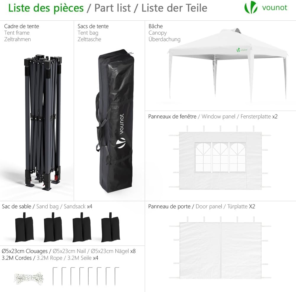 Thumbnail 1 de VOUNOT Tonnelle de Jardin 3x3m Pop Up – Shelter pratique et polyvalent