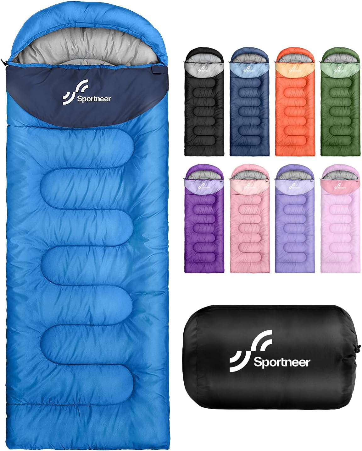 Detalle de Sportneer 3-Season Sleeping Bag with Compression Sack, Two-Way Zipper