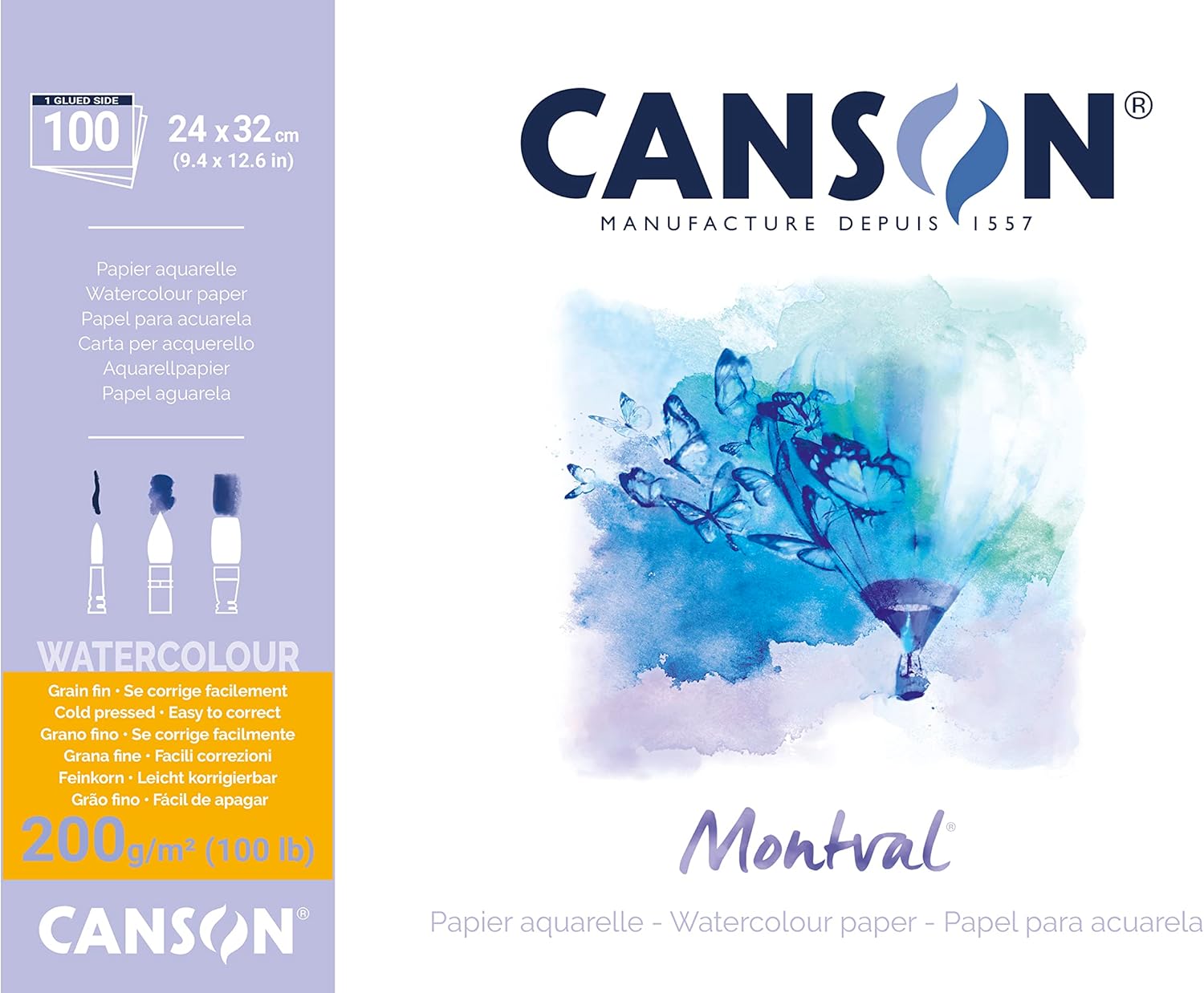 Thumbnail 1 de Bloc Canson Montval 40 feuilles papier aquarelle grain fin 24 x 32 cm 200 g/m² blanc