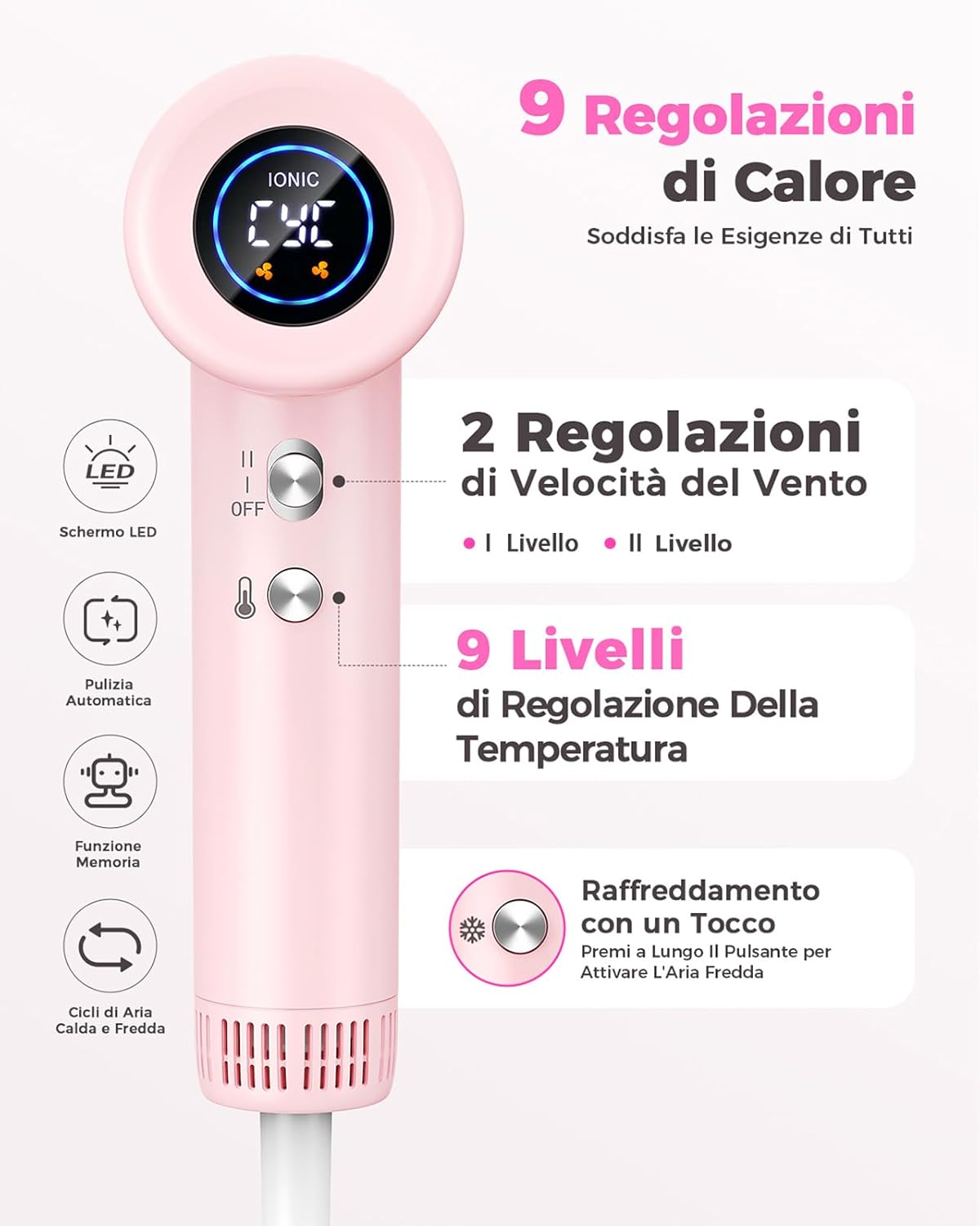 Thumbnail 5 de Haokoo Phon Capelli Alta Velocità 160.000 RPM: asciugatura rapida e controllo termico con ioni anticrespo