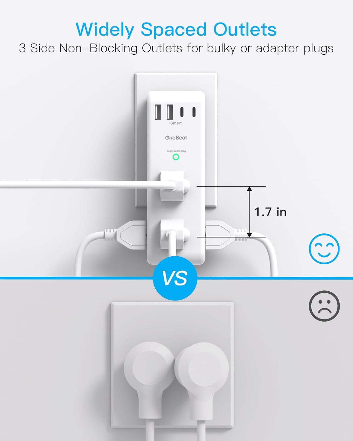 Thumbnail 5 de Surge Protector Outlet Extender with Rotating Plug — 6 AC Outlets + 4 USB (2 USB-C), 1800J surge protection