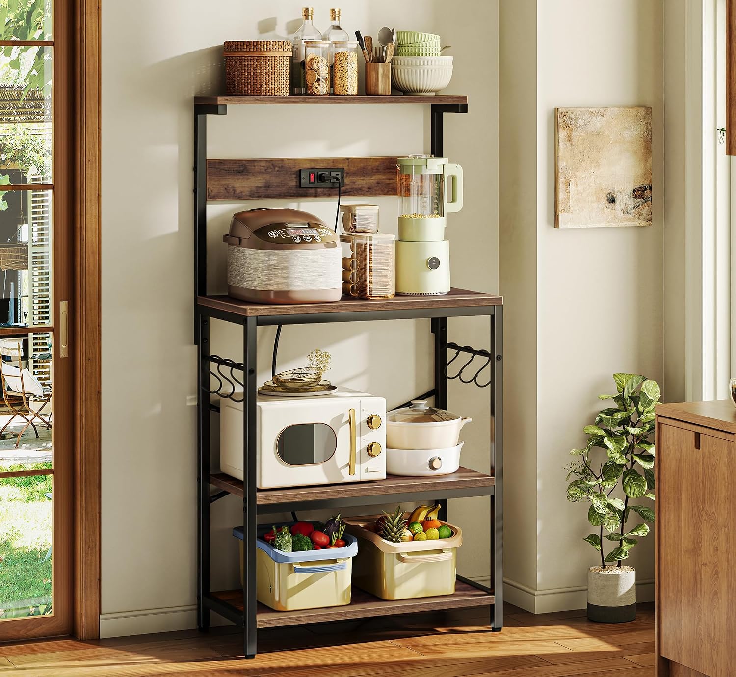 Detalle 2 de SUPERJARE Bakers Rack with Outlet ⚙
