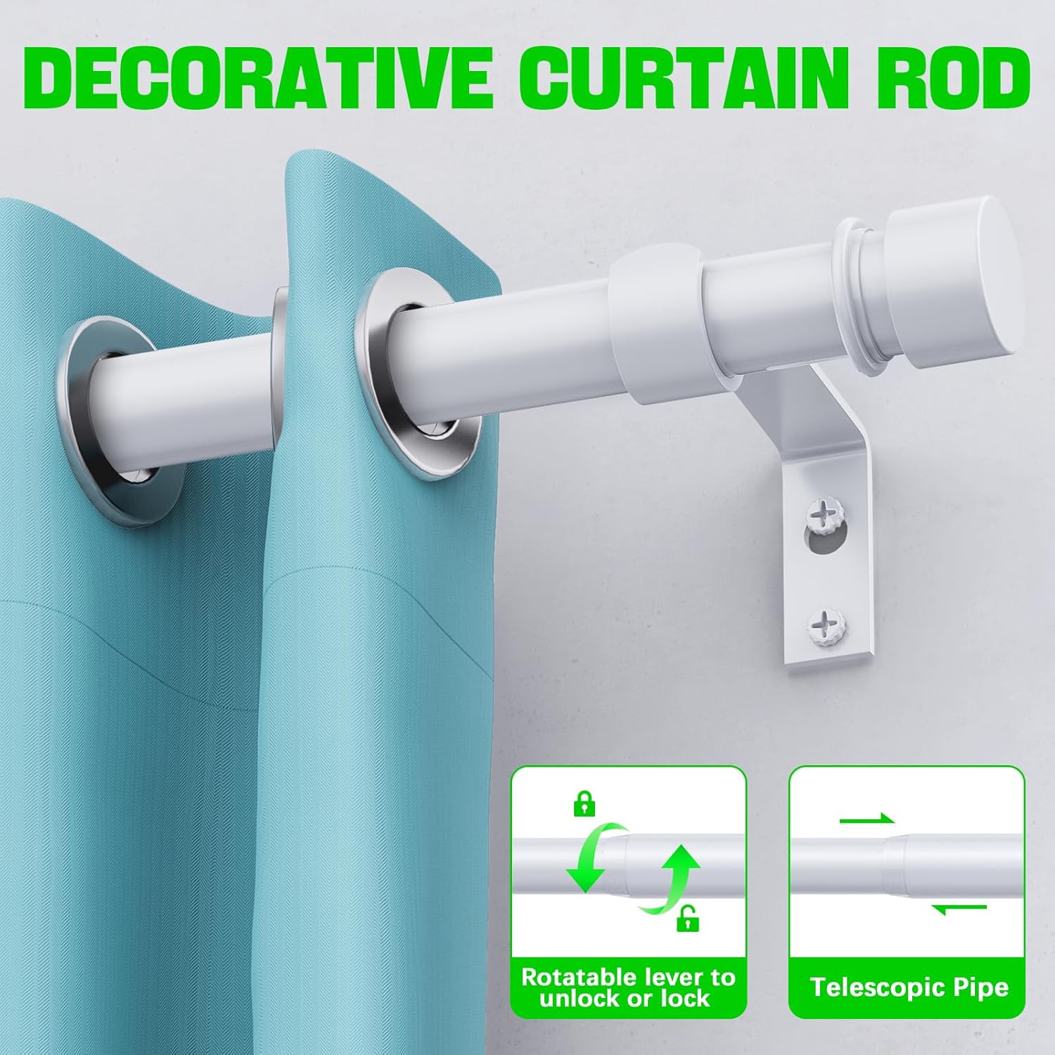 Detalle de Huntype Curtain Rods 32โ120 in extendable curtain rod ๐ช