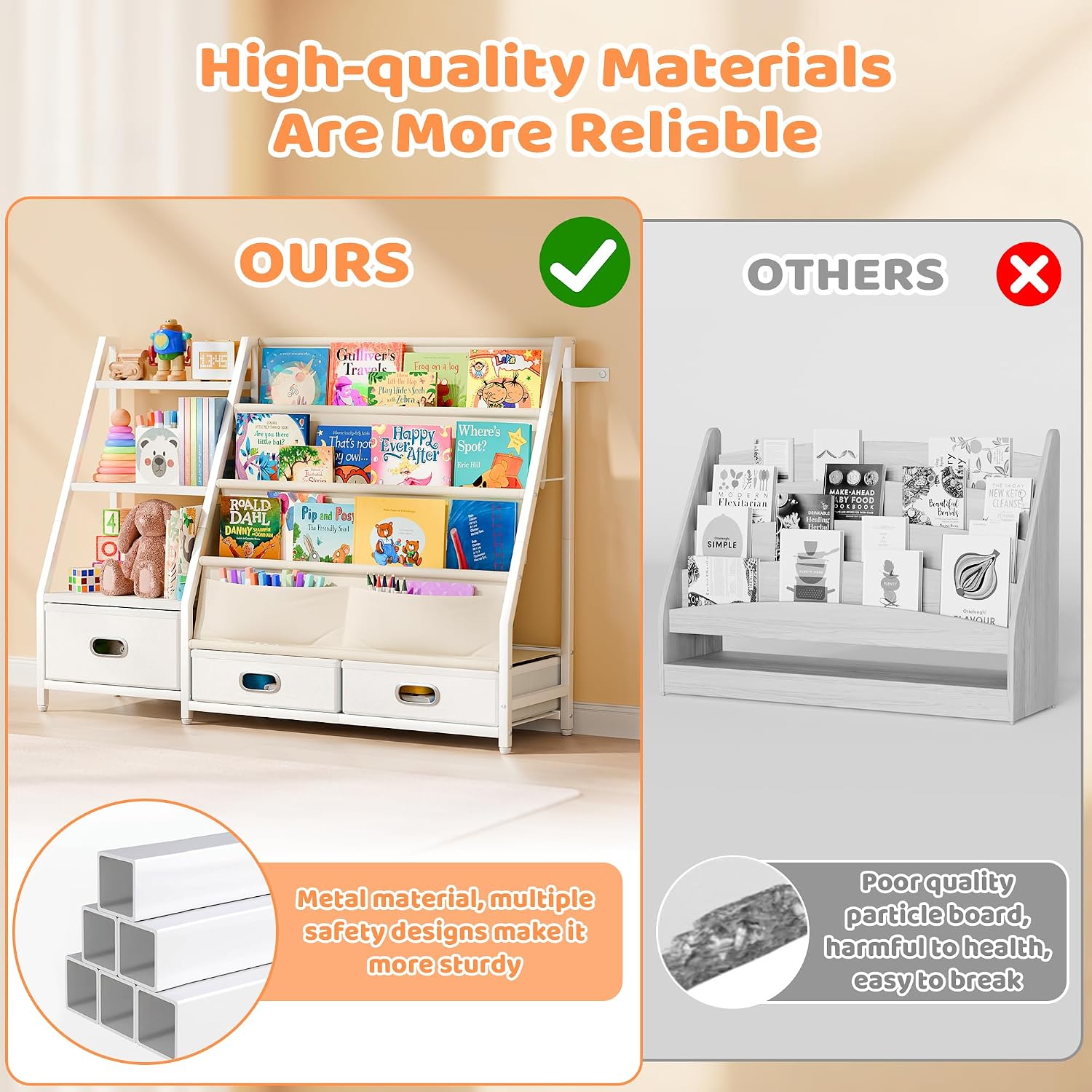 Thumbnail 6 de POZILAN SJ08 Kids’ Bookshelf and Toy Organizer, 3 Drawers, 3-Tier Shelf