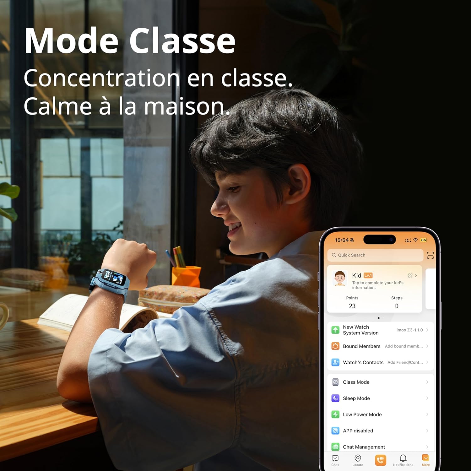 Thumbnail 3 de Montre enfant connectée imoo Z3 avec GPS, visiophonie HD bidirectionnelle et mode classe (rose)