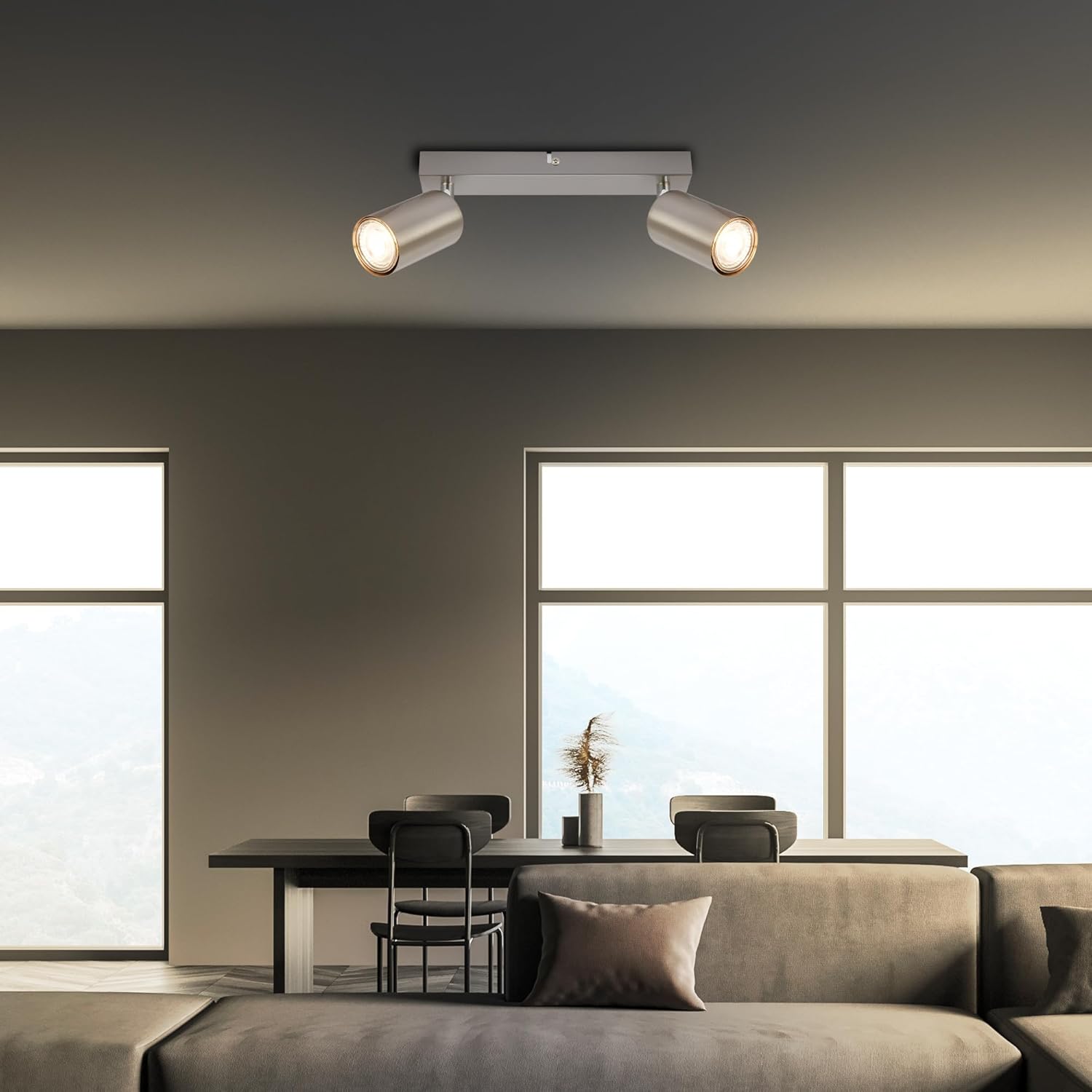 Detalle de BRILONER Plafonnier Pivotant GU10 Max 9W – Nickel Mat