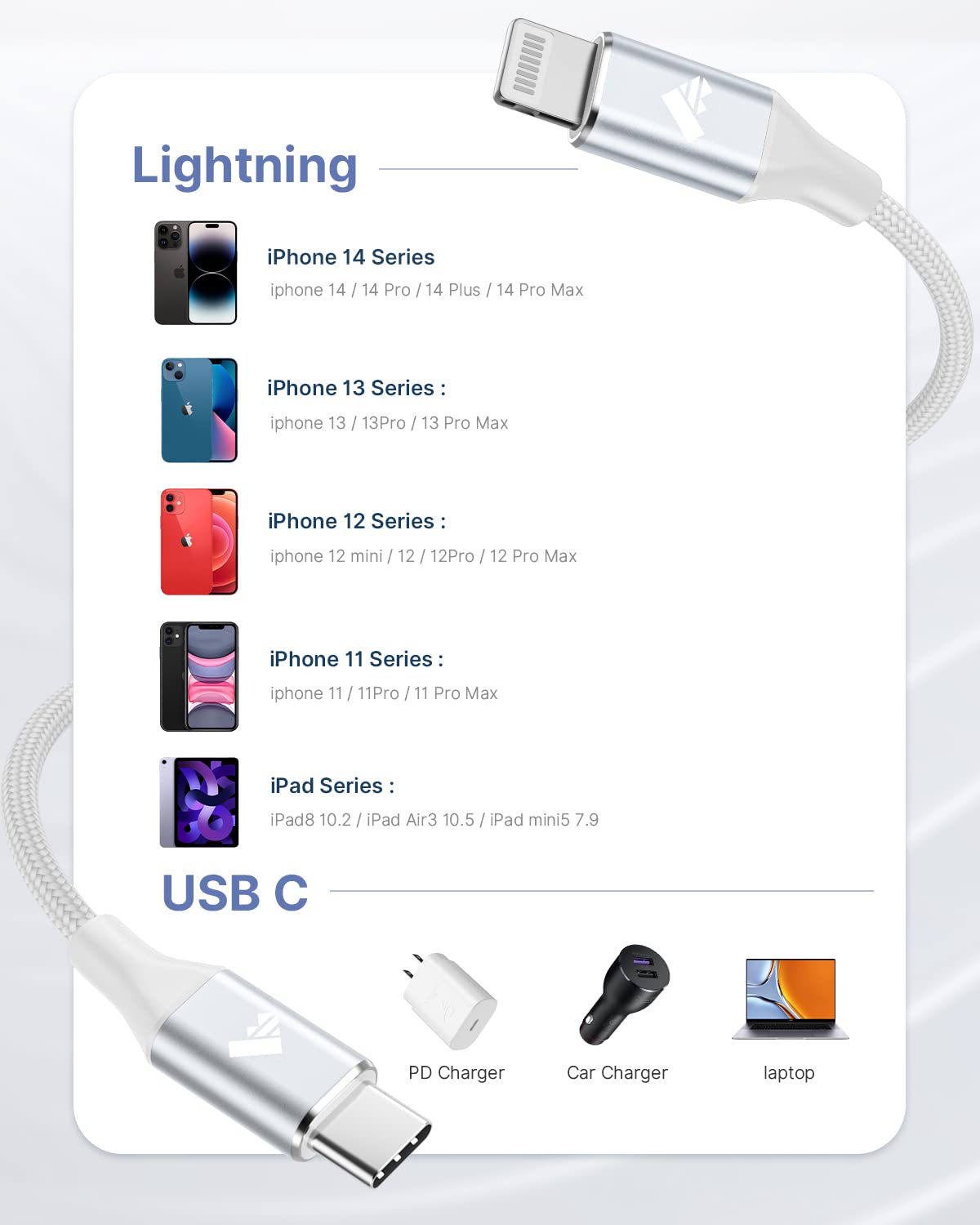 Thumbnail 6 de Aioneus Cable iPhone USB C 2M MFi Certifié