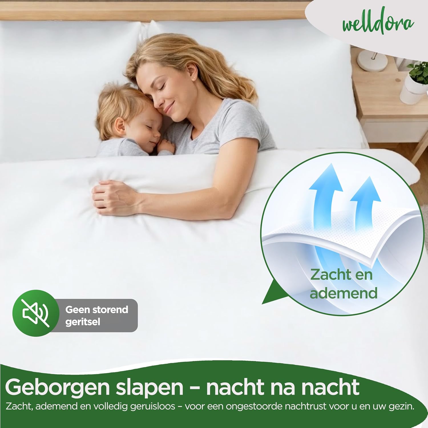 Detalle de Welldora 8G-HV5Q-D220 dekbed-encasing 220x240 cm, allergiehoes, wasbaar tot 95 °C