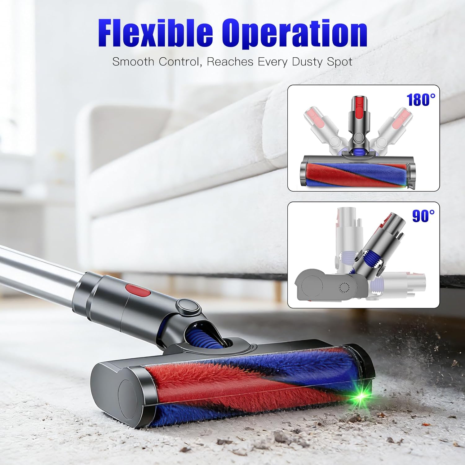 Thumbnail 3 de Testa spazzola di ricambio con rullo morbido e LED per Dyson V7, V8, V10, V11, V15 (ugello elettrico) – Viola