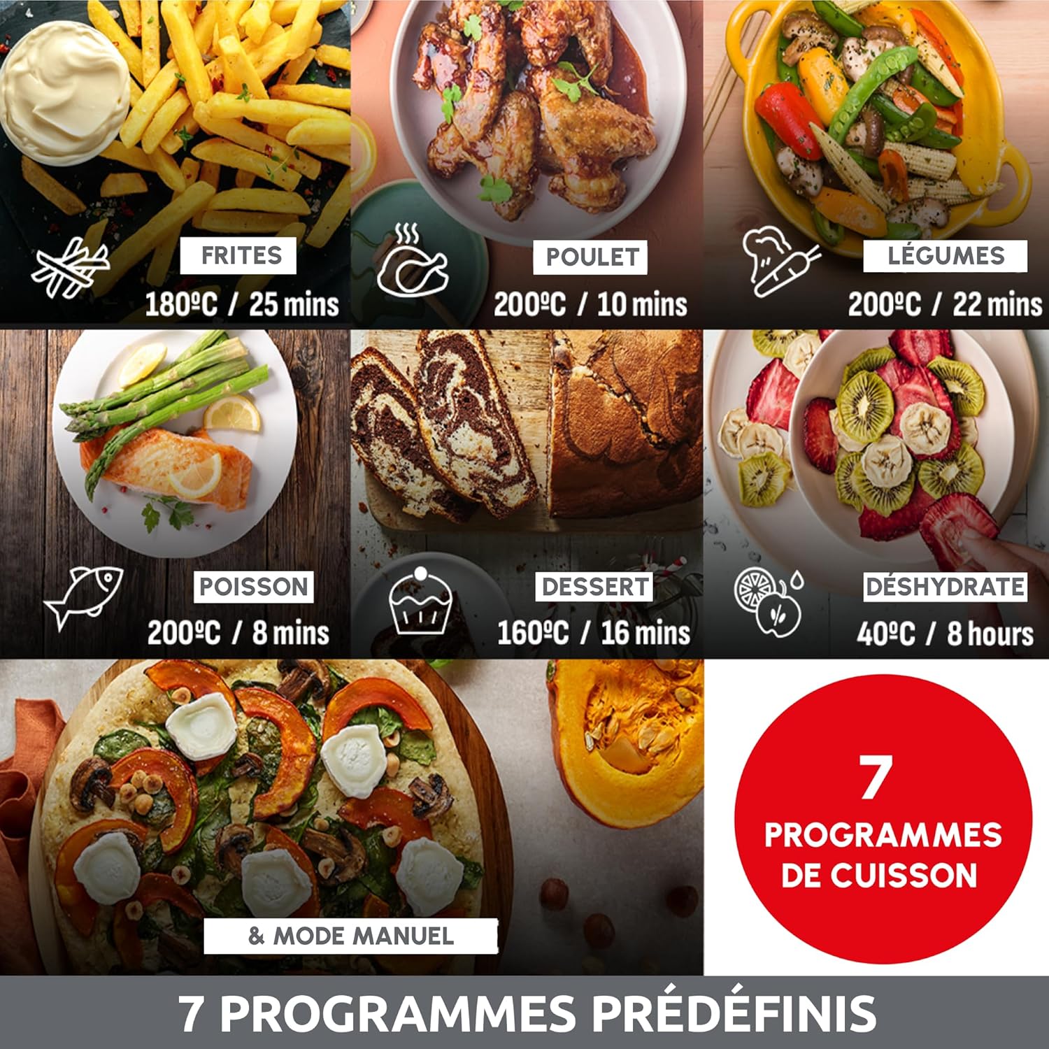 Detalle de Moulinex Easy Fry Essential inox, 8,3 L – Air Fryer double tiroir & 7 programmes intuitifs