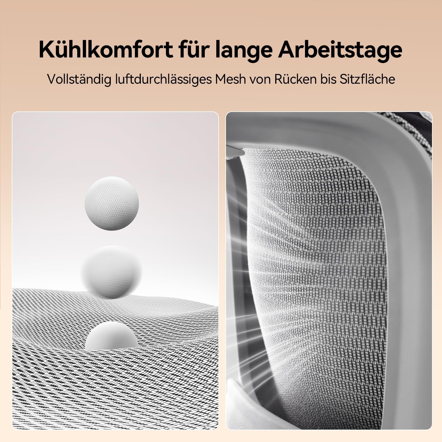 Detalle de SIHOO B100: Ergonomischer Bürostuhl mit dynamischer Lordosenstütze, breiter Kopfstütze und klappbaren Armlehnen