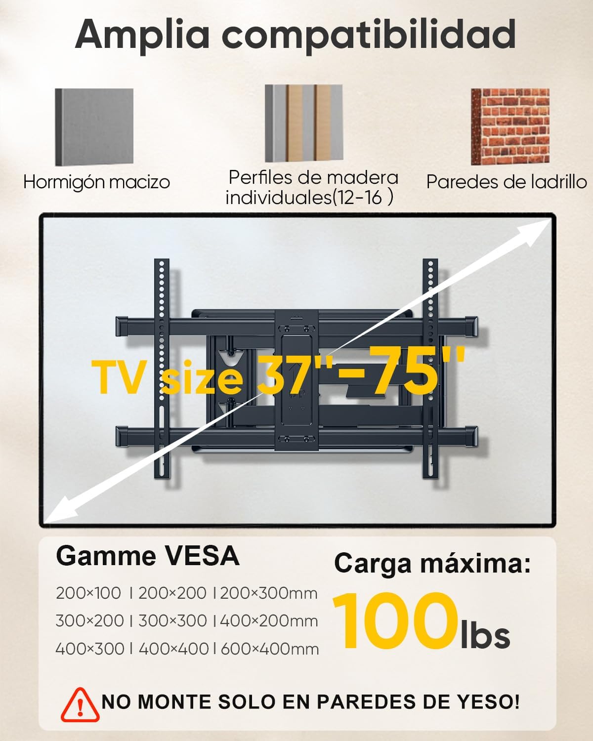 Detalle 2 de FORGING MOUNT Soporte TV brazo 765 mm 37-75