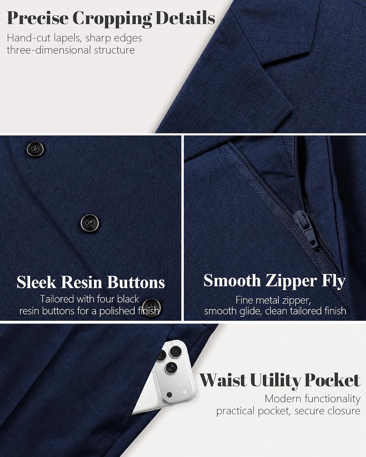 Detalle de MY'S Men's 3-Piece Slim Fit Suit Set with Tie