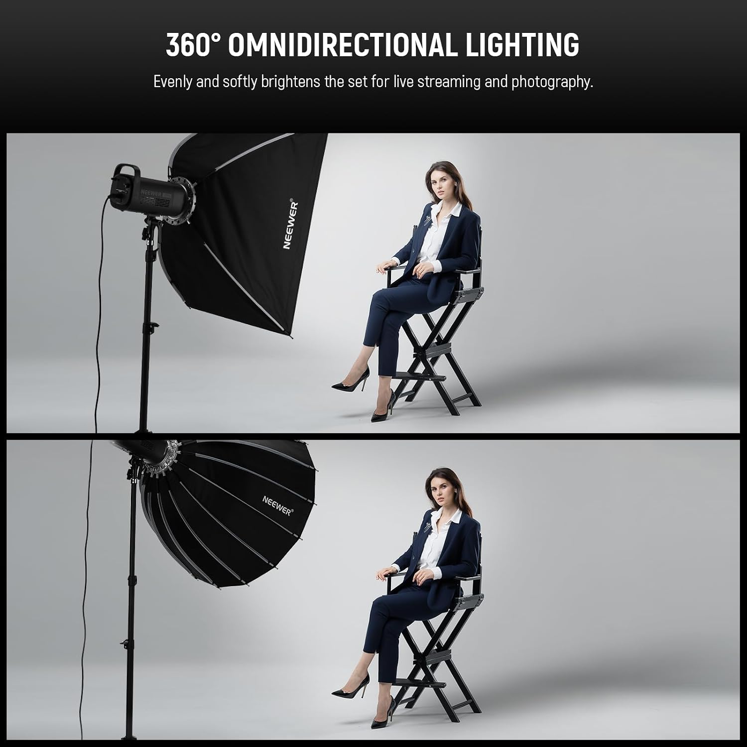 Thumbnail 1 de NEEWER Softbox parabolique 28” / 70 cm à monture Bowens (démontage rapide) pour portraits et produits