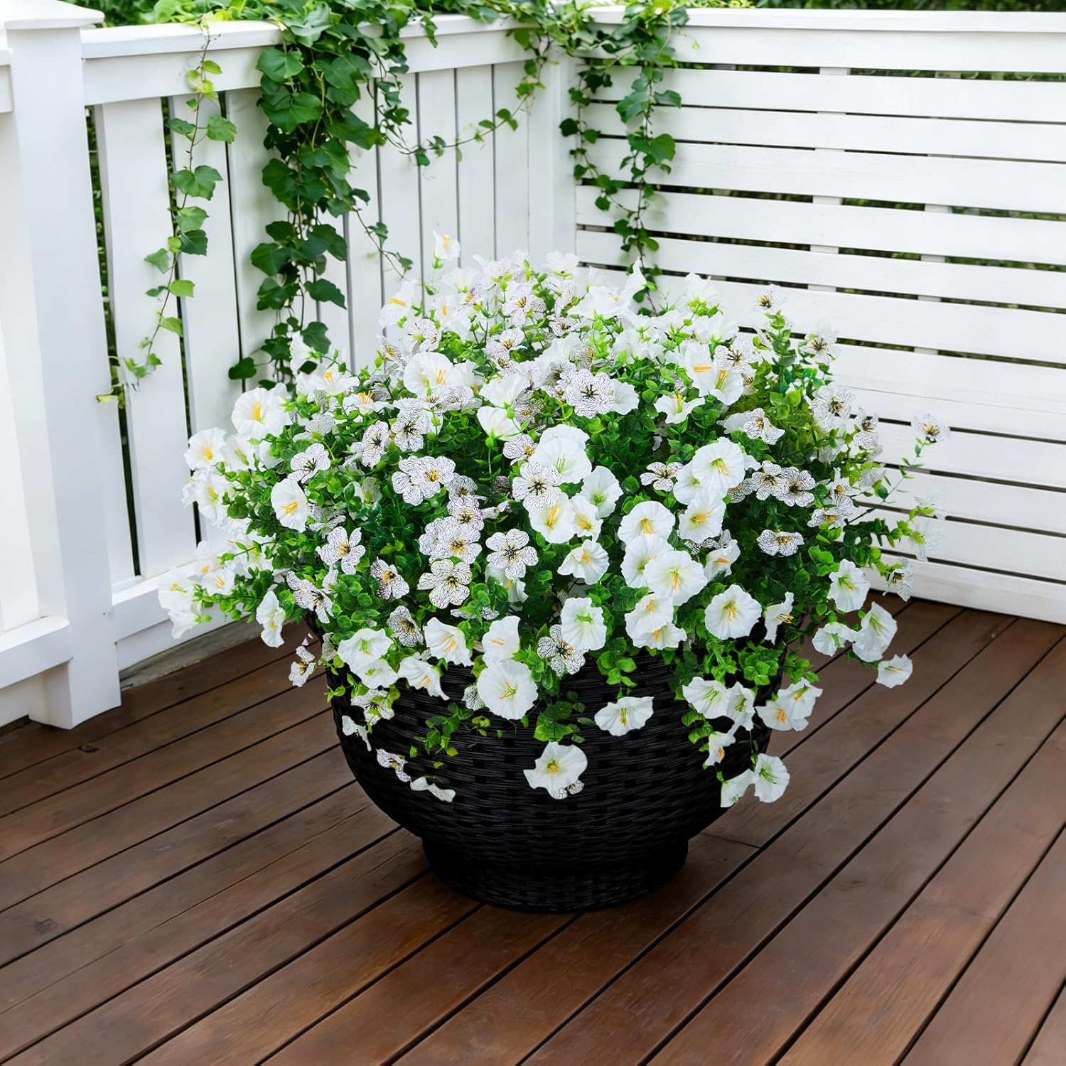 Thumbnail 3 de Hrobek Faux Silk Daisy & Petunia Flowers Set for Outdoor & Indoor Decor (12 Bunches, White)