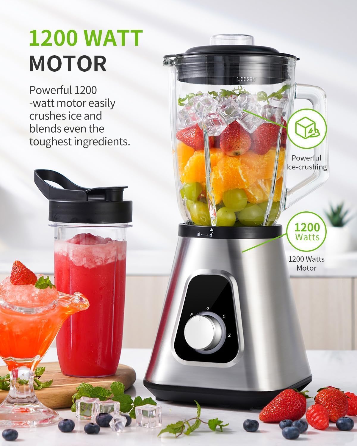 Detalle de GDOR 1200W Smoothie Blender 2-in-1