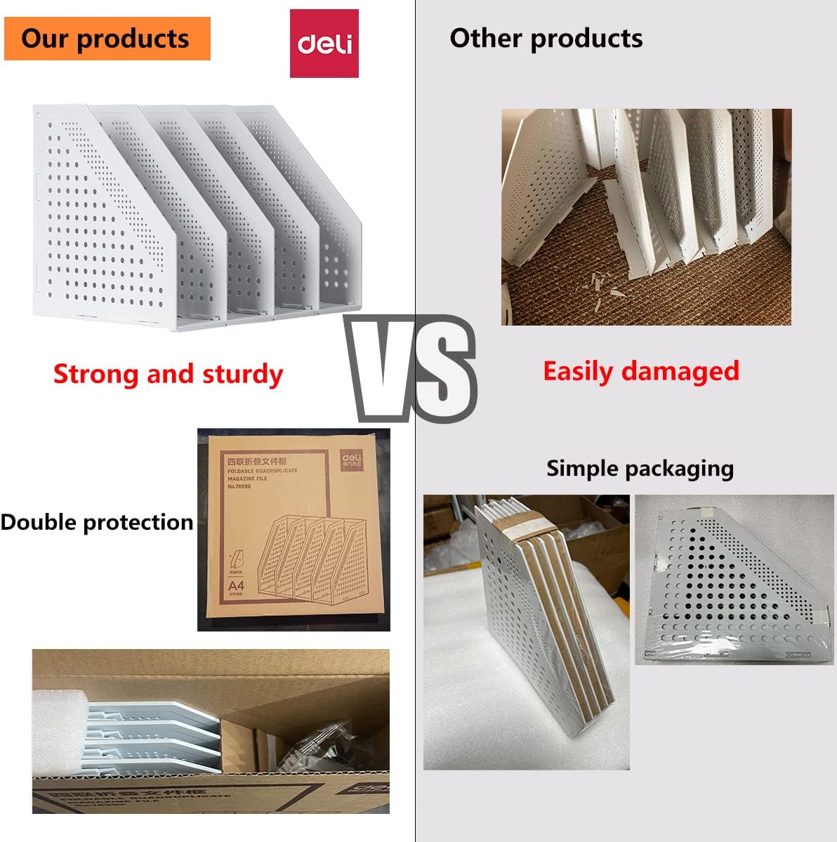 Thumbnail 2 de A4 File Holder Folding Bookshelf 4-compartment organiser