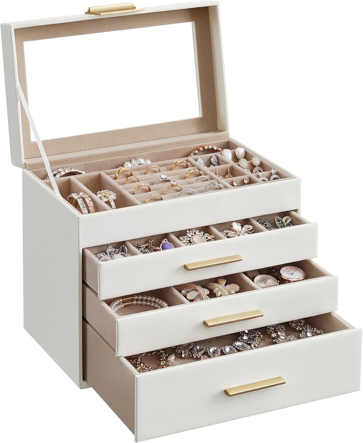 Detalle de SONGMICS caja joyero 4 niveles JBC161W01