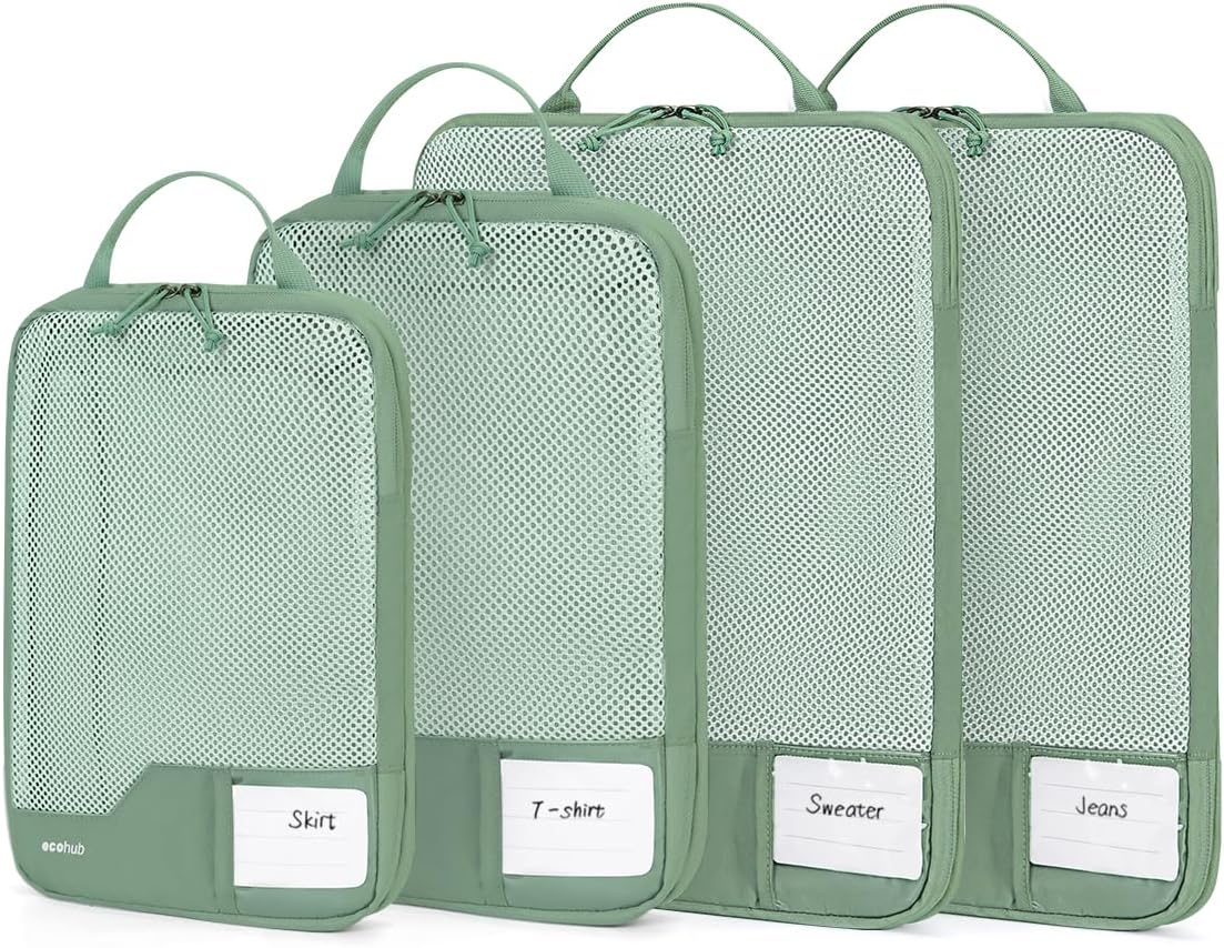 Detalle de ECOHUB Compression Suitcase Organisers — 4-Piece Recycled Travel Bags for Carry-On