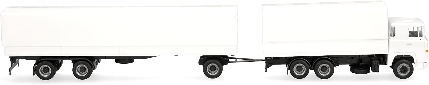 Thumbnail 2 de Herpa Scania 141 – model ciężarówki z przyczepą plandekową, 1:87, biały