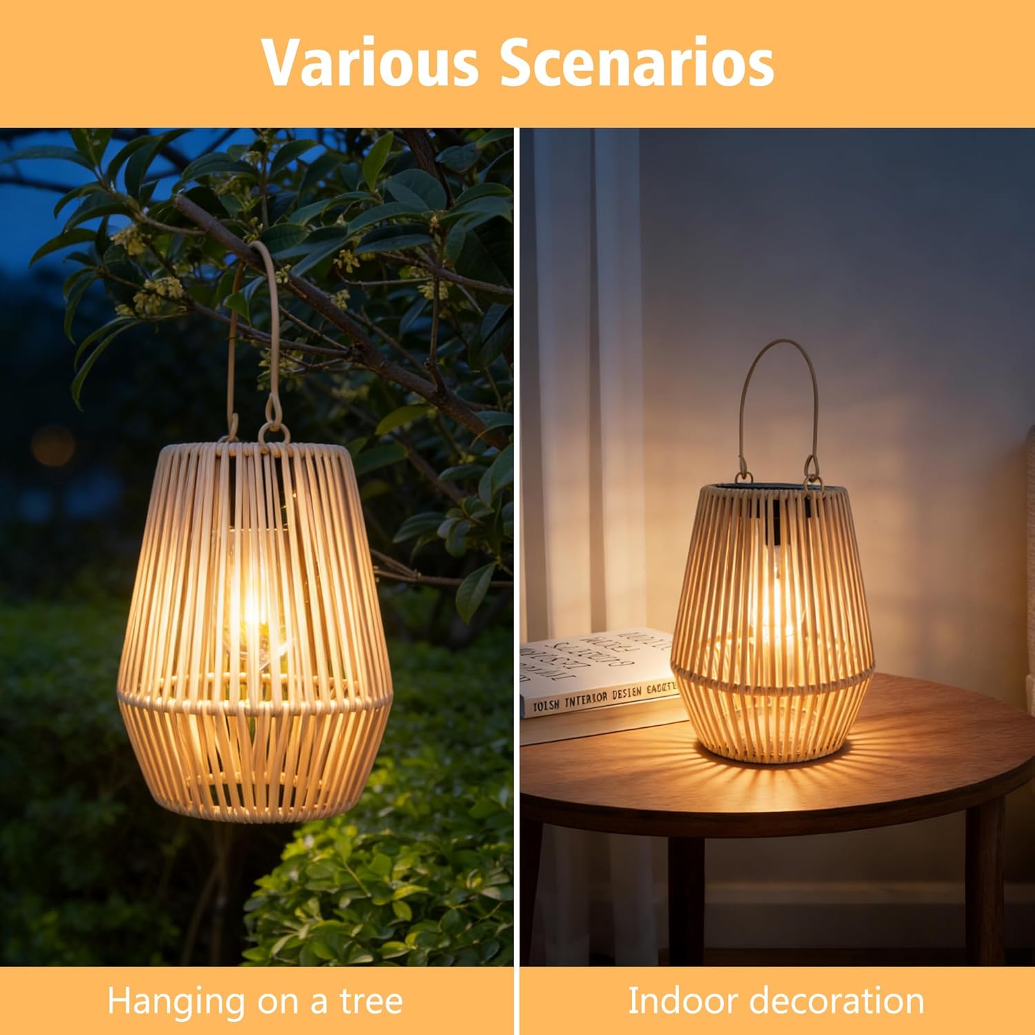 Thumbnail 6 de Solar rattan lanterns for outside (2-pack) – waterproof outdoor garden lights