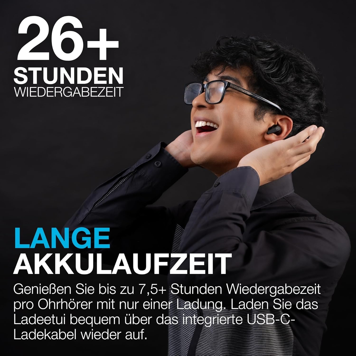 Thumbnail 3 de JLab Go Pods ANC In-Ear Kopfhörer – Kabellose Earbuds mit Hybrid-Noise-Cancelling, 26h+ Akku, IP55, App-Anpassung