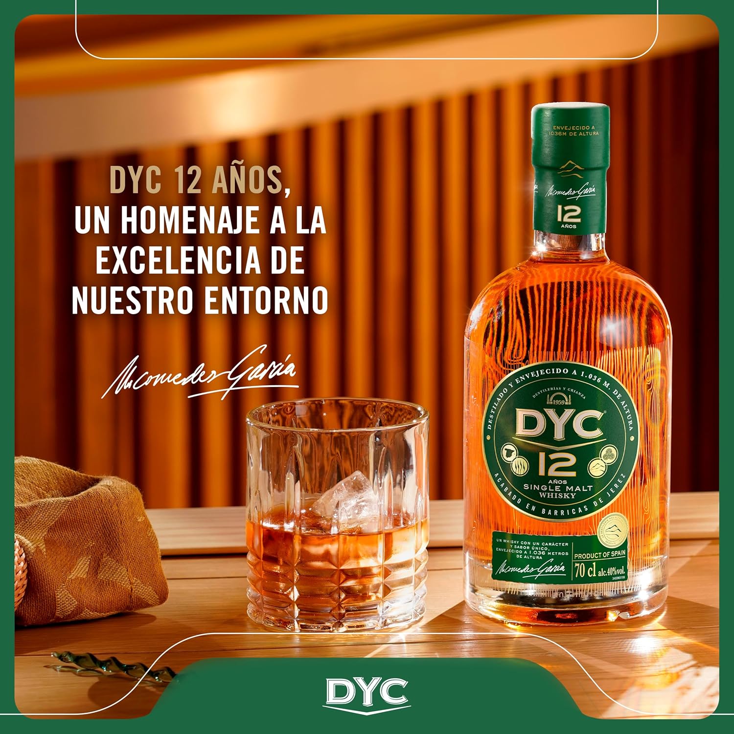 Detalle de DYC 12 Single Malt 70 cl Whisky envejecido 12 años