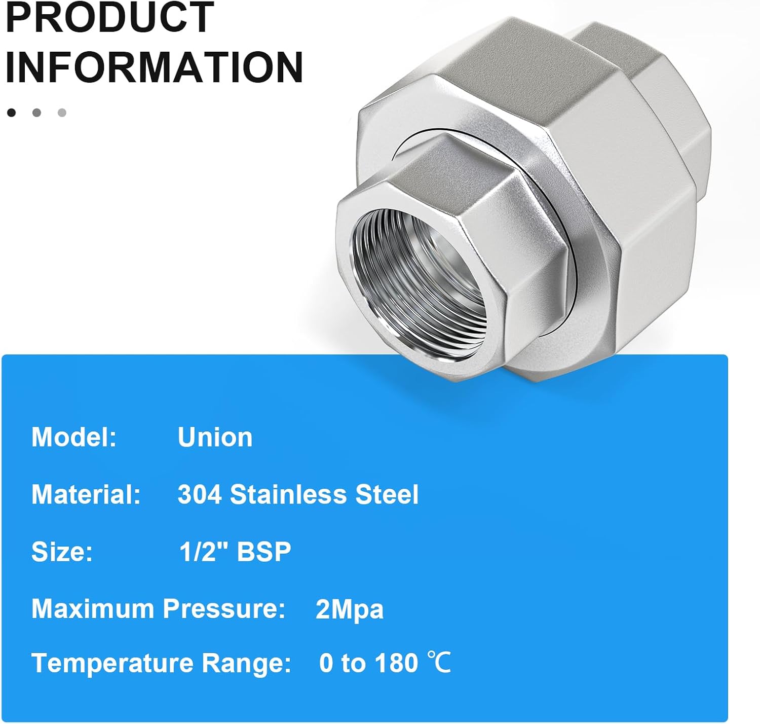 Detalle de 304 Edelstahl Rohrverschraubung 1/2 BSP