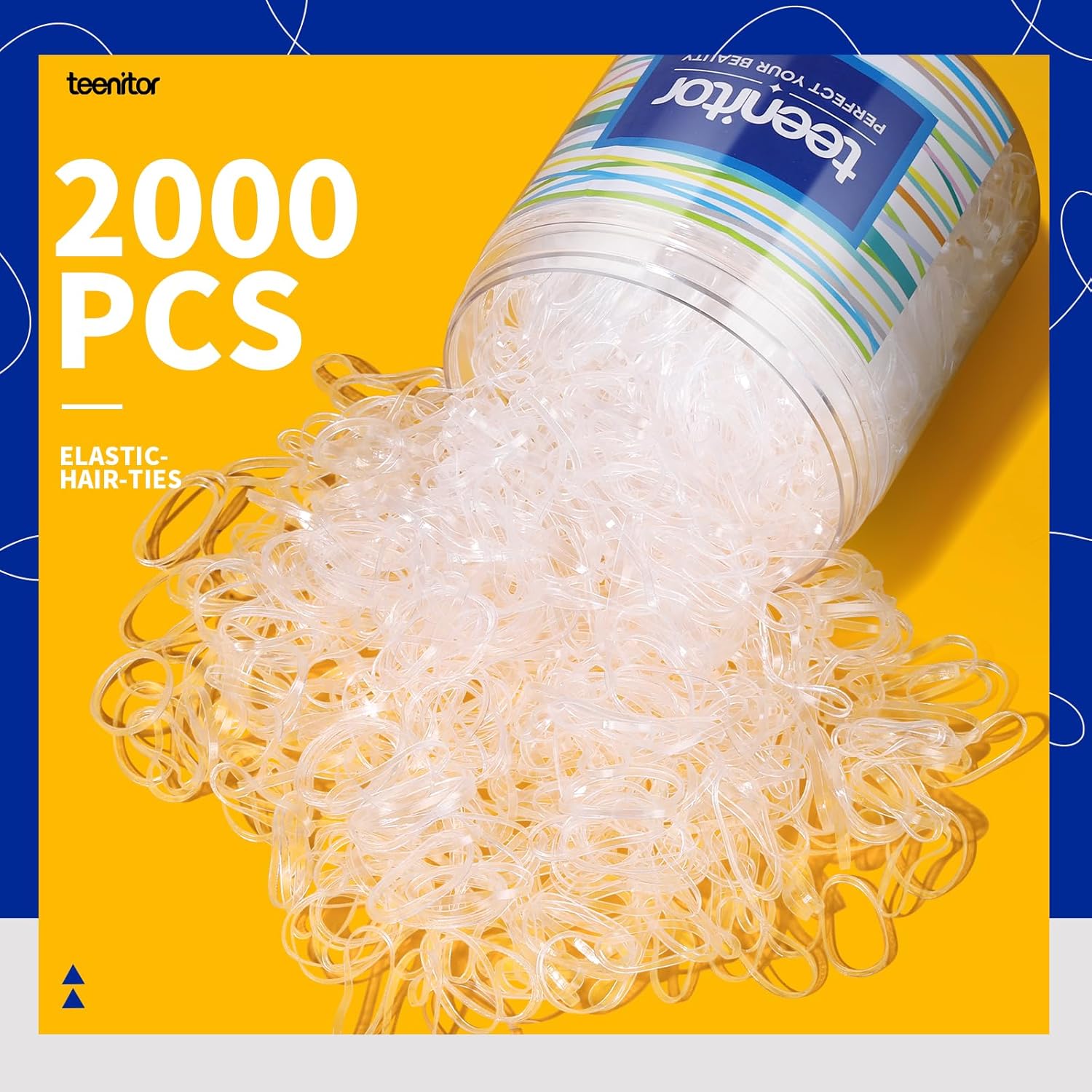 Detalle 2 de Teenitor 2000pcs Clear Mini Hair Bands 🎀