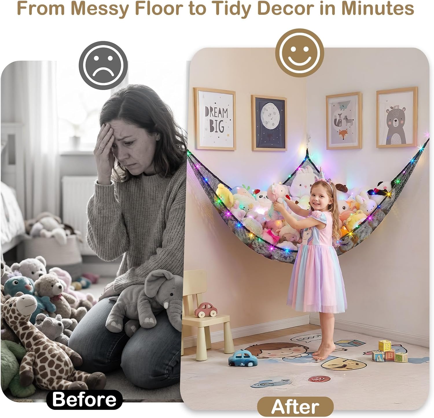 Thumbnail 6 de Unicorn Castle XLarge Stuffed Animal Hammock with LED Lights, Corner Toy Storage