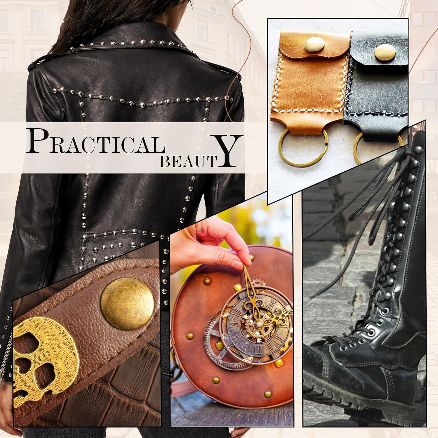 Detalle 1 de JETMORE 1 Leather Rivet Kit, 240 Sets in 4 Colors and 3 Sizes