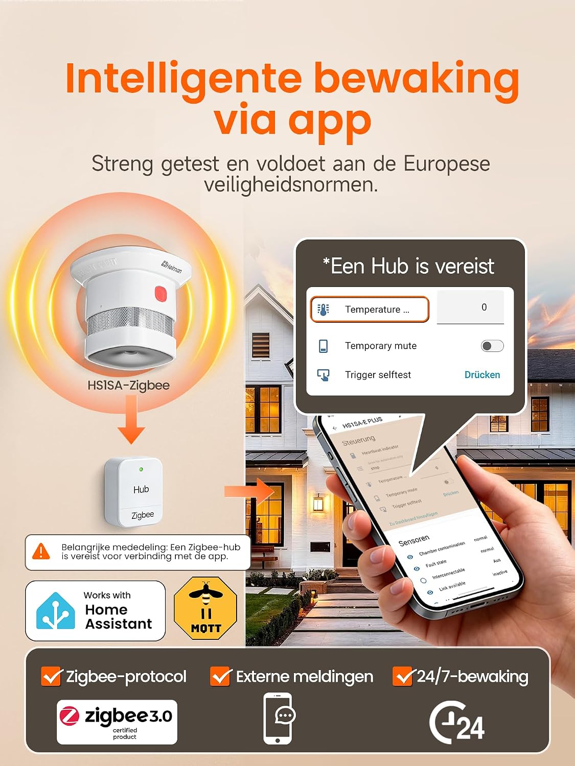 Detalle 2 de HEIMAN HS1SA-E Plus slimme rookmelder met Zigbee 3.0 en foto-elektrische sensor