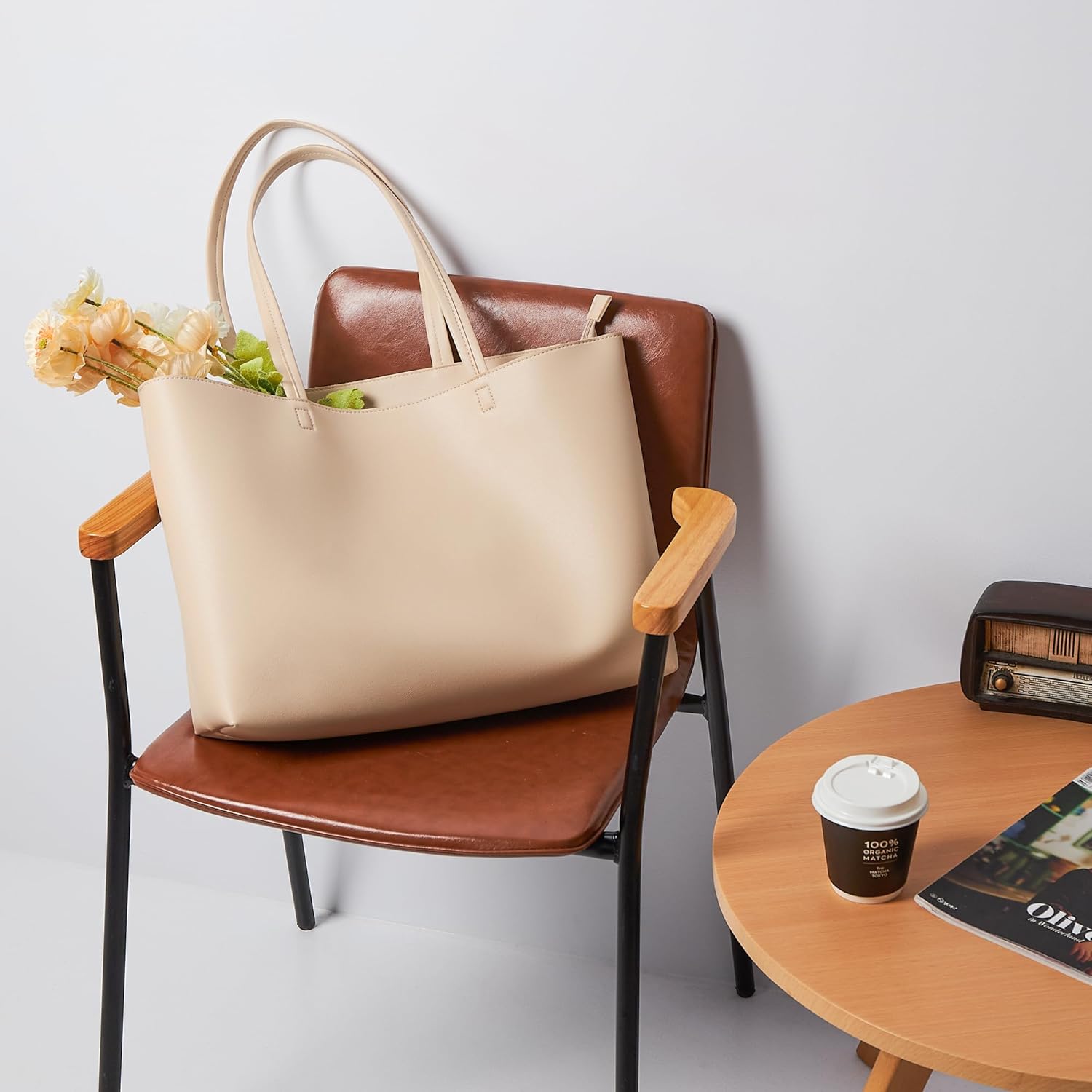 Detalle de KALIDI Tote Bag for Women: Large Shoulder Bag with Zipper, Waterproof PU
