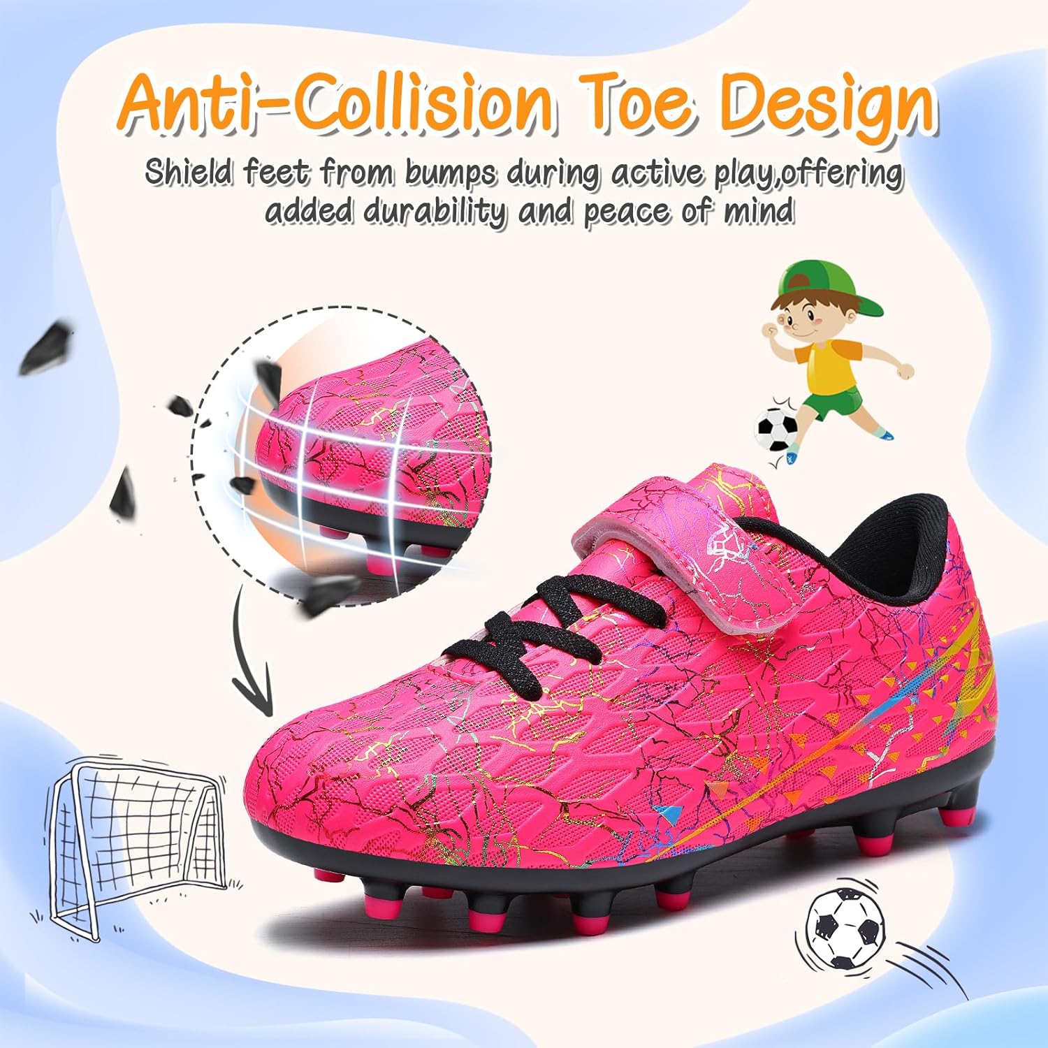 Detalle de Boys Football Boots Shoes for Kids and Teens – FG/AG Soccer Training Shoes