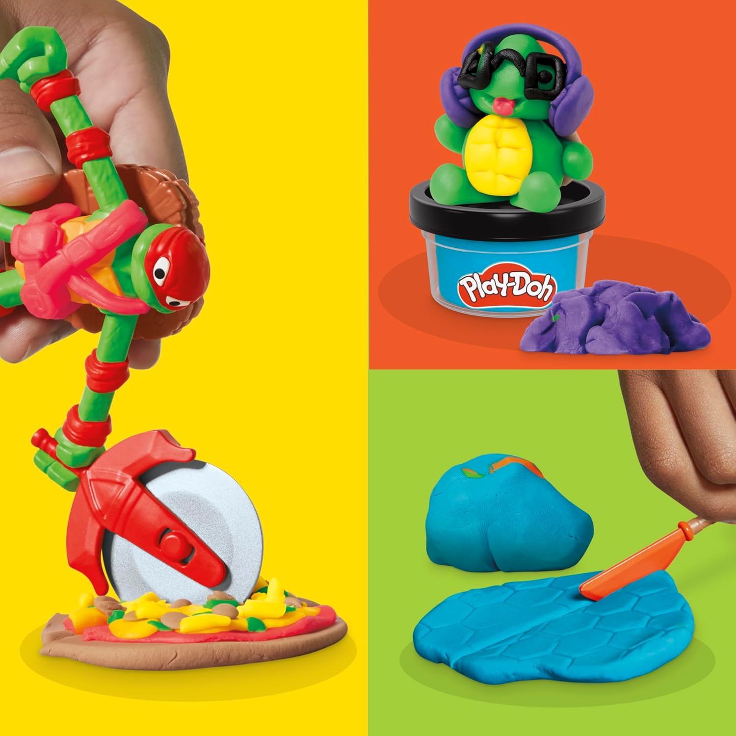 Detalle de Play-Doh Teenage Mutant Ninja Turtles Cowabunga Kreationen – Kreativset mit 4 beweglichen Ninja-Figuren