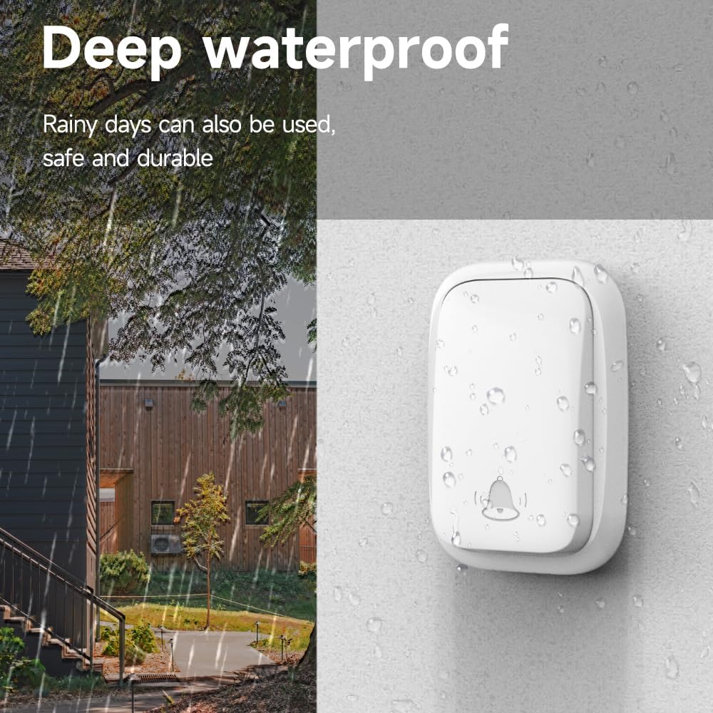 Thumbnail 2 de Cerhot UK Plug Self-Powered Wireless Doorbell (UK 2V4, White)