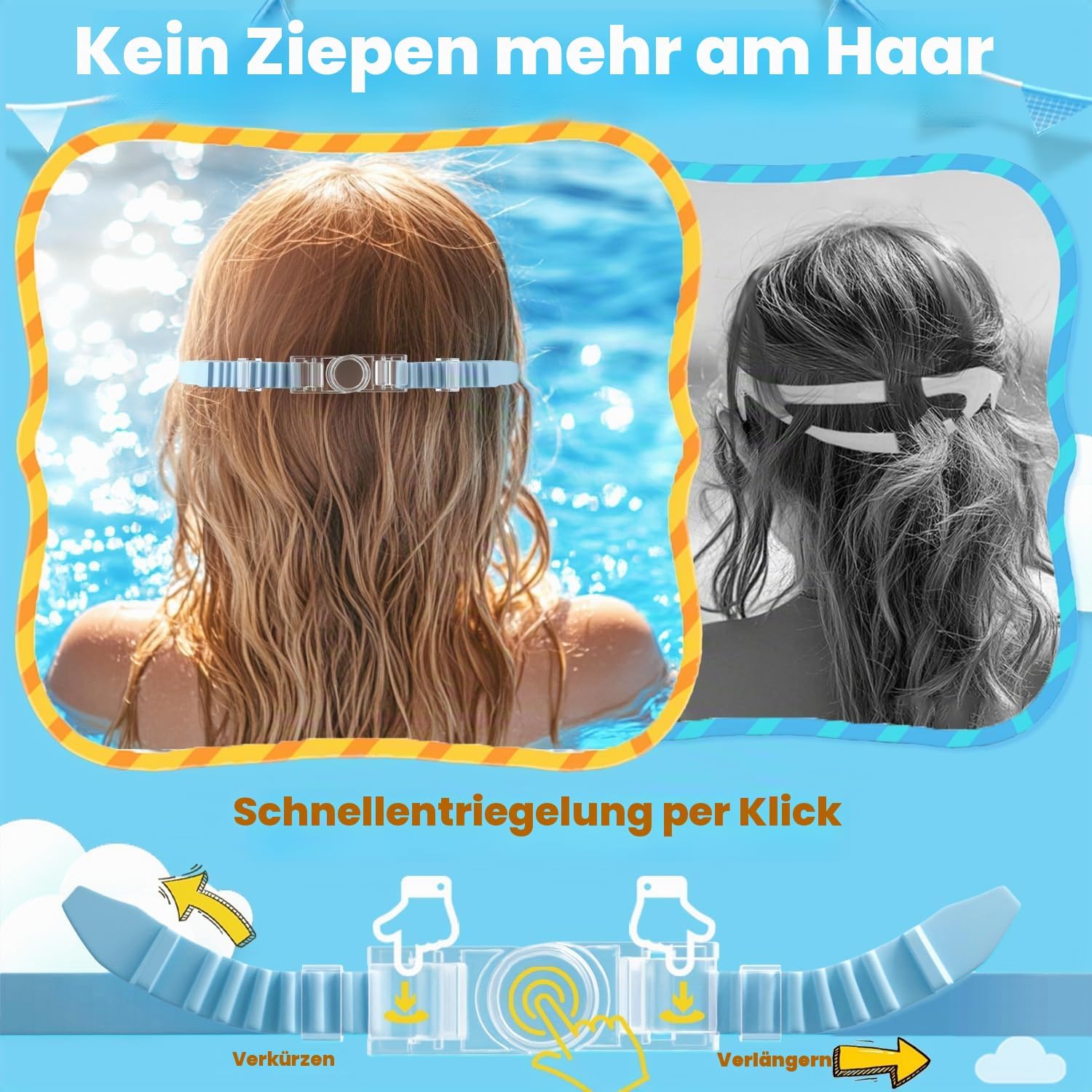 Detalle de COOLOO Kinder-Schwimmbrille 2er-Pack – Anti-Beschlag, UV-Schutz, Auslaufen sicher, 4–14 Jahre