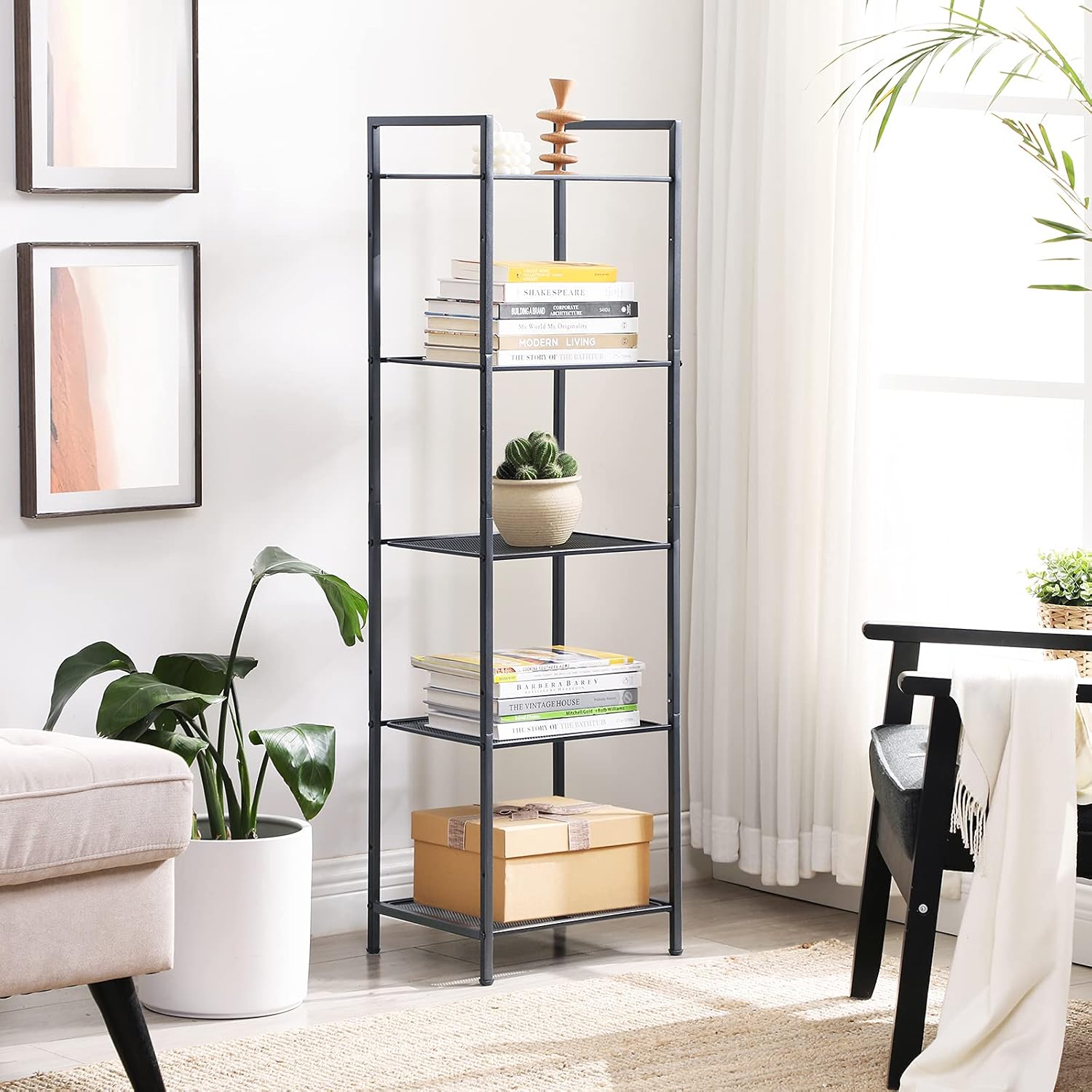 Detalle 2 de SONGMICS BSC35BK 5-Tier Metal Shelving Unit, Adjustable, 38 x 30 x 128.5 cm