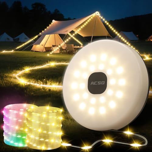 Detalle de ACSO Camping String Lights: 32.8ft USB-C Rechargeable Fairy Lights with 9 Modes