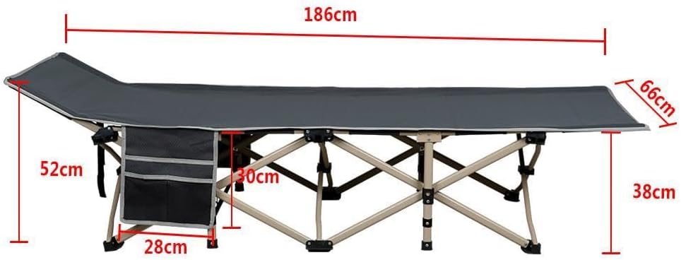 Detalle 2 de Yaheetech lettino da campeggio pieghevole portatile grigio 186 x 66 x 52 cm, con borsa