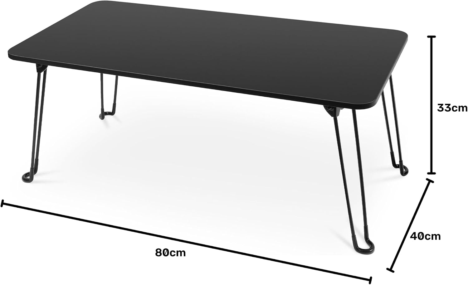 Detalle de アイクラシ 24FA021 折りたたみローテーブル 幅80×奥行40×高さ33cm ブラック