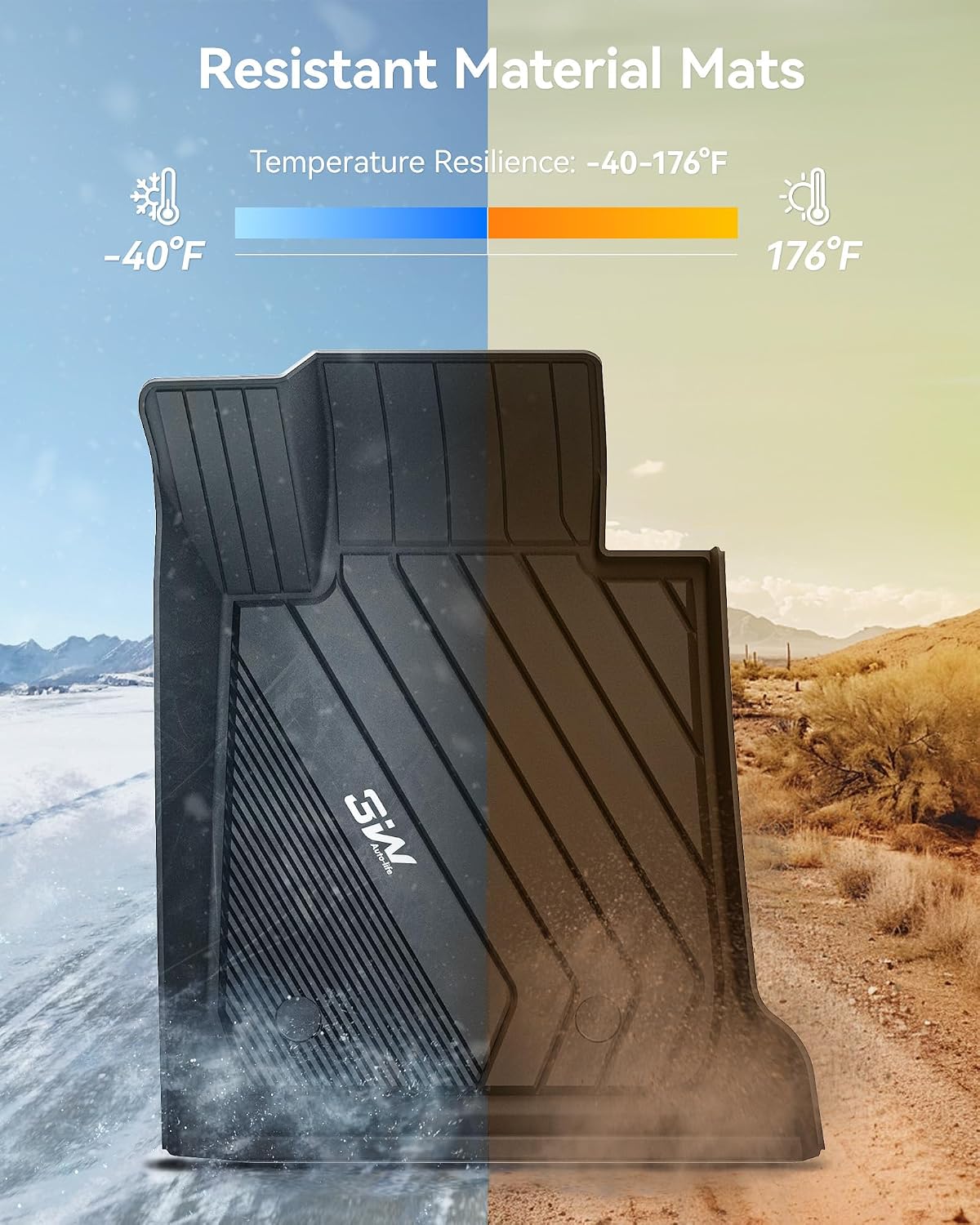 Thumbnail 4 de 3W Custom Fit TPE All-Weather Floor Mats for 2012-2018 BMW F30 3 Series (Sedan/RWD) Full Set