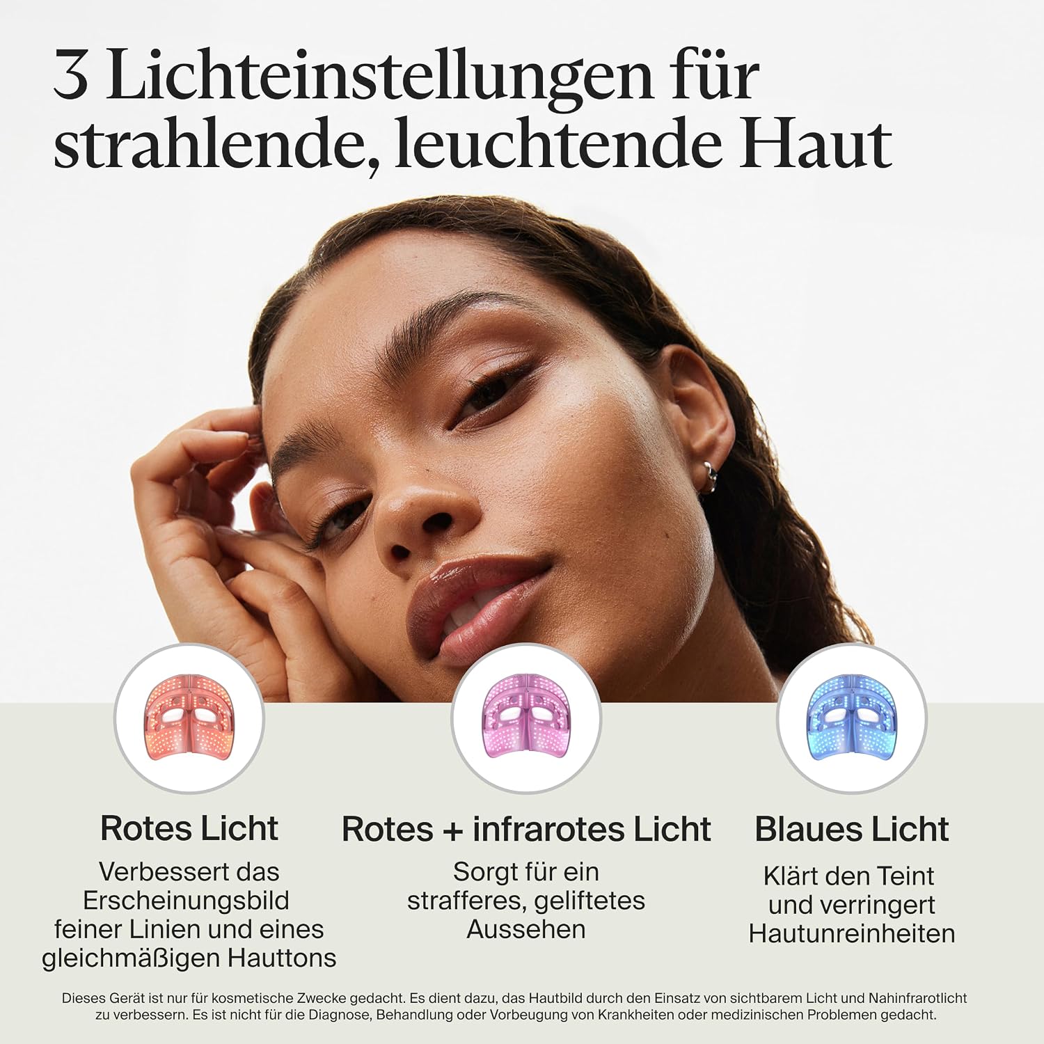 Detalle 2 de Therabody Mask Glo LED-gesichtsmaske mit Rot-, Blau- & Infrarotlicht sowie Vibrationsmassage