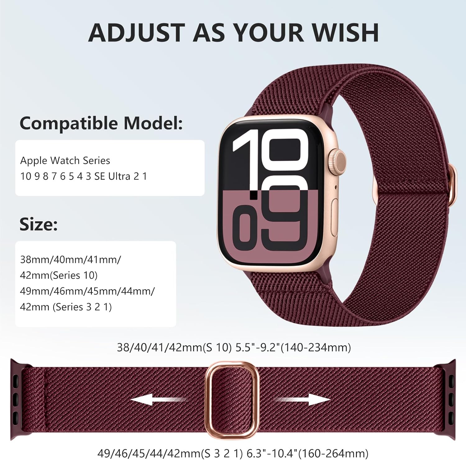 Thumbnail 3 de IMIVIO Water-Resistant Elastic Straps for Apple Watch (38–42mm) – Nylon Stretch Sport Band
