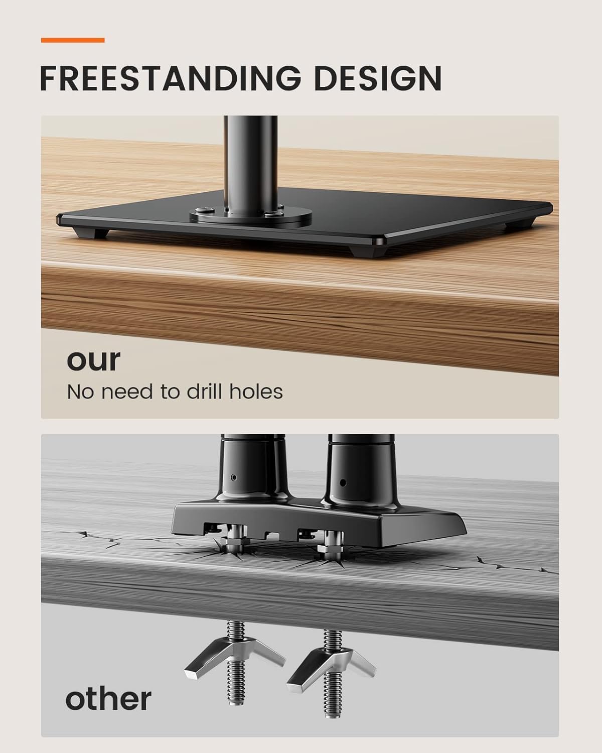 Detalle de ErGear Single Monitor Stand for 13-32" Screens — Freestanding VESA Mount with Height Adjustment