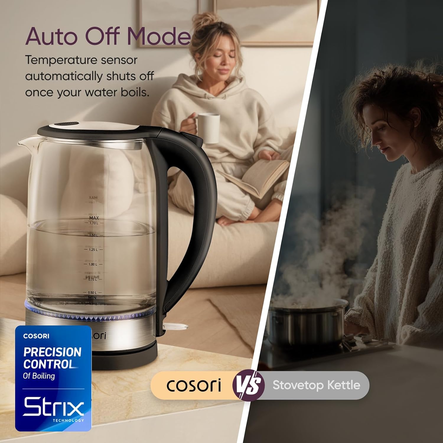 Thumbnail 6 de Cosori CGK-G173-KCA Glass Electric Kettle, 1.7 L, 1500 W